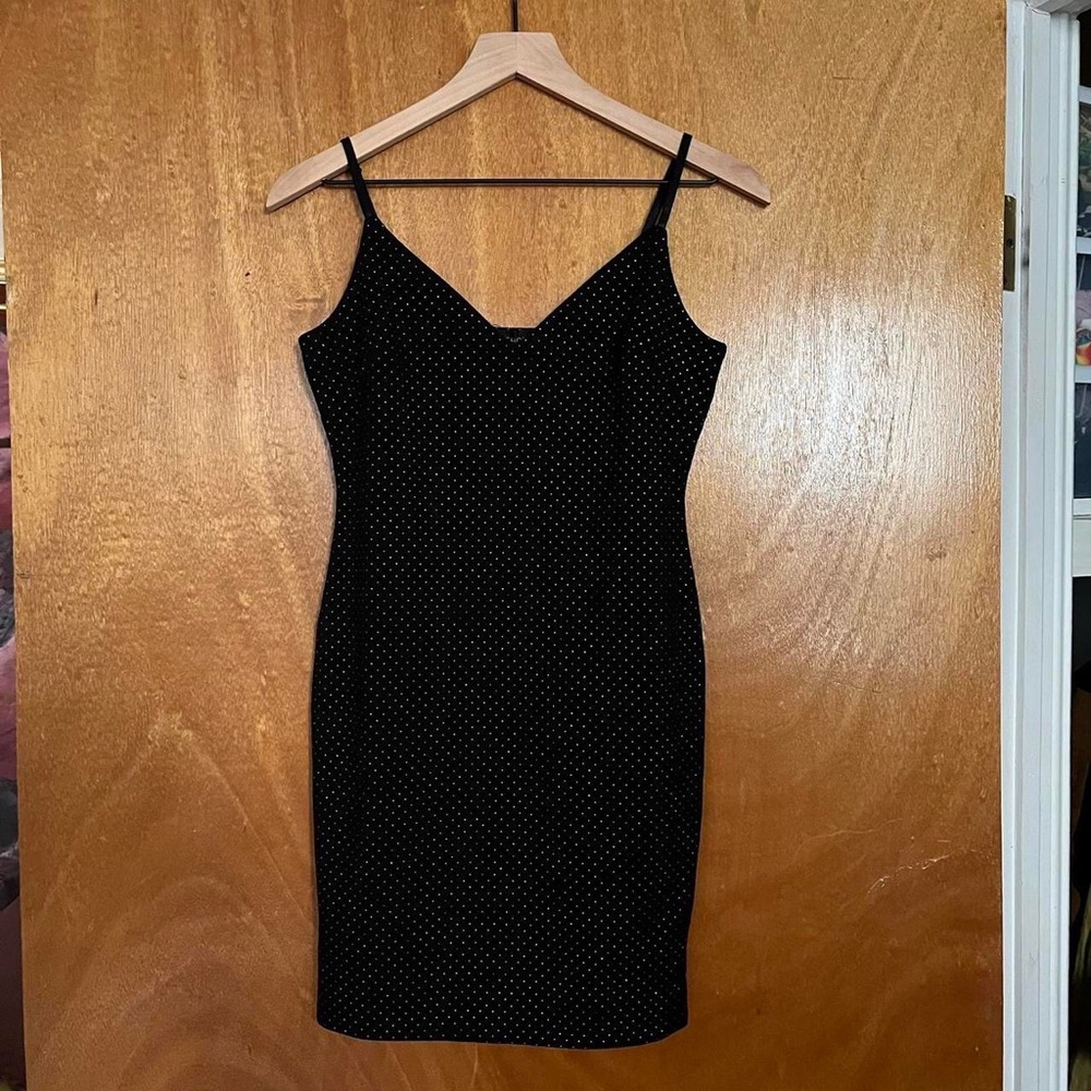 Topshop black body con mini dress with rhinestones, size M